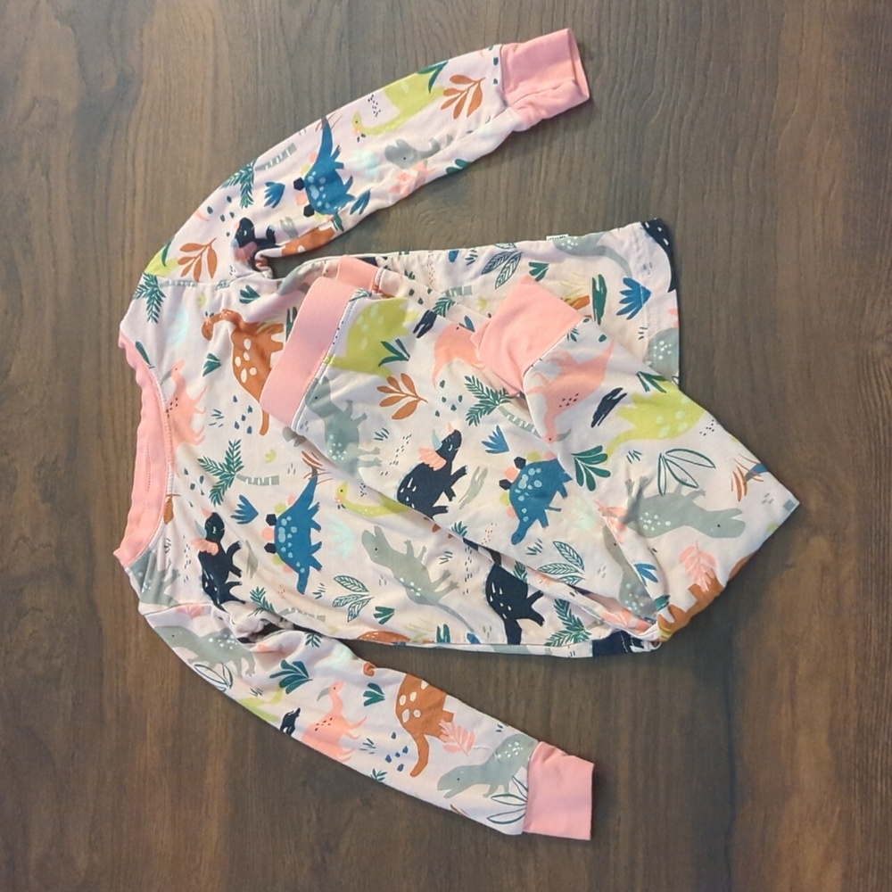 Little Sleepies Dinosaur Pajama Set - Pink and Blue